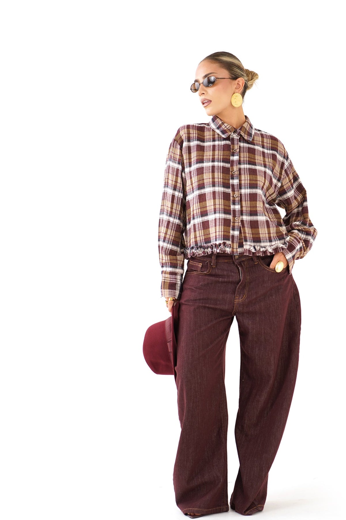 JEANS PATTY BORDEAUX BALLOON FIT GAMBA LARGA