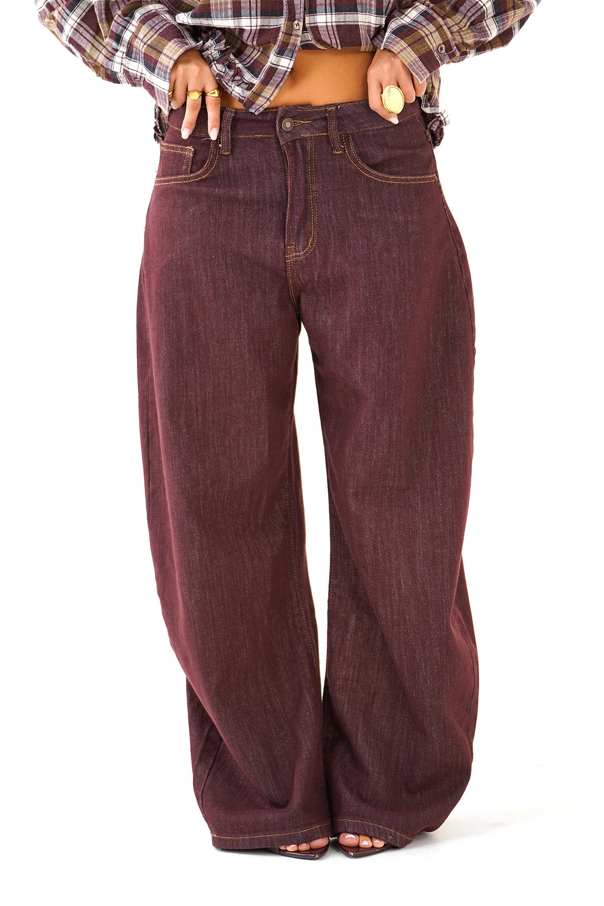 JEANS PATTY BORDEAUX BALLOON FIT GAMBA LARGA