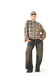 CAMICIA GRETA VERDE CROPPED A QUADRI CON BORDO ARRICCIATO