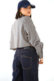 CAMICIA MAYA CROPPED BLU MICRO CHECK A QUADRETTI