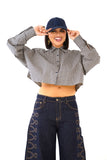 CAMICIA MAYA CROPPED BLU MICRO CHECK A QUADRETTI