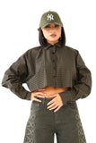 CAMICIA MAYA CROPPED VERDE MICRO CHECK A QUADRETTI