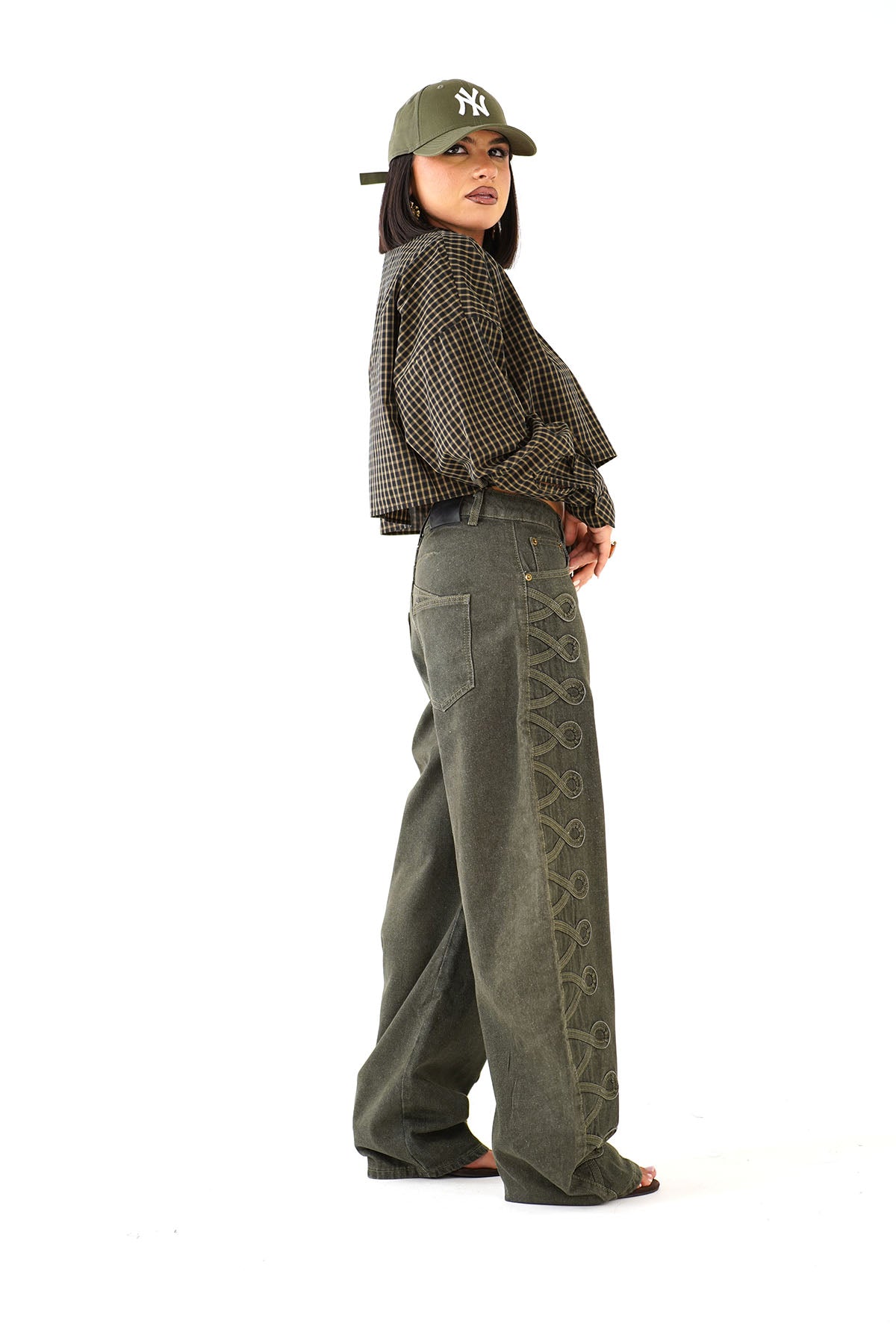 CAMICIA MAYA CROPPED VERDE MICRO CHECK A QUADRETTI