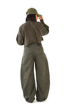 JEANS BALLON CHRISSIE VERDE CON CUCITURE DECORATIVE
