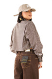 CAMICIA MAYA CROPPED MARRONE MICRO CHECK A QUADRETTI