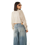 CAMICIA MAYA CROPPED BEIGE MICRO CHECK A QUADRETTI JUSTWEST