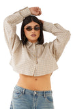 CAMICIA MAYA CROPPED BEIGE MICRO CHECK A QUADRETTI JUSTWEST