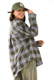 CAMICIA RUBINA VERDE OVERSIZE A QUADRI CON SPALLINE IMBOTTITE TAGLIA UNICA JUST WEST