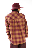 CAMICIA RUBINA TERRACOTTA OVERSIZE A QUADRI CON SPALLINE IMBOTTITE TAGLIA UNICA JUST WEST