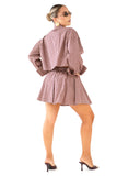 COORDINATO MEGAN BORDEAUX CAMICIA CROPPED E MINIGONNA A QUADRETTI TAGLIA UNICA JUST WEST