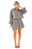 COORDINATO MEGAN PANNA BLU CAMICIA CROPPED E MINIGONNA A QUADRETTI TAGLIA UNICA JUST WEST