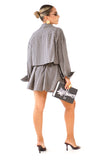 COORDINATO MEGAN PANNA BLU CAMICIA CROPPED E MINIGONNA A QUADRETTI TAGLIA UNICA JUST WEST