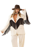 TAILLEUR SKYLER BEIGE SARTORIALE BLAZER FRANGE E PANTALONE
