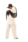 TAILLEUR SKYLER BEIGE SARTORIALE BLAZER FRANGE E PANTALONE
