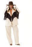 TAILLEUR SKYLER BEIGE SARTORIALE BLAZER FRANGE E PANTALONE