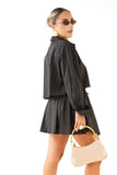 COORDINATO MEGAN BLU CAMICIA CROPPED E MINIGONNA A QUADRETTI TAGLIA UNICA JUST WEST