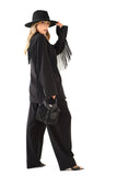 BLAZER PARIS OVERSIZE NERO CON FRANGE LUMINA