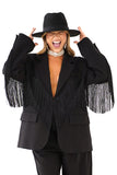 BLAZER PARIS OVERSIZE NERO CON FRANGE LUMINA