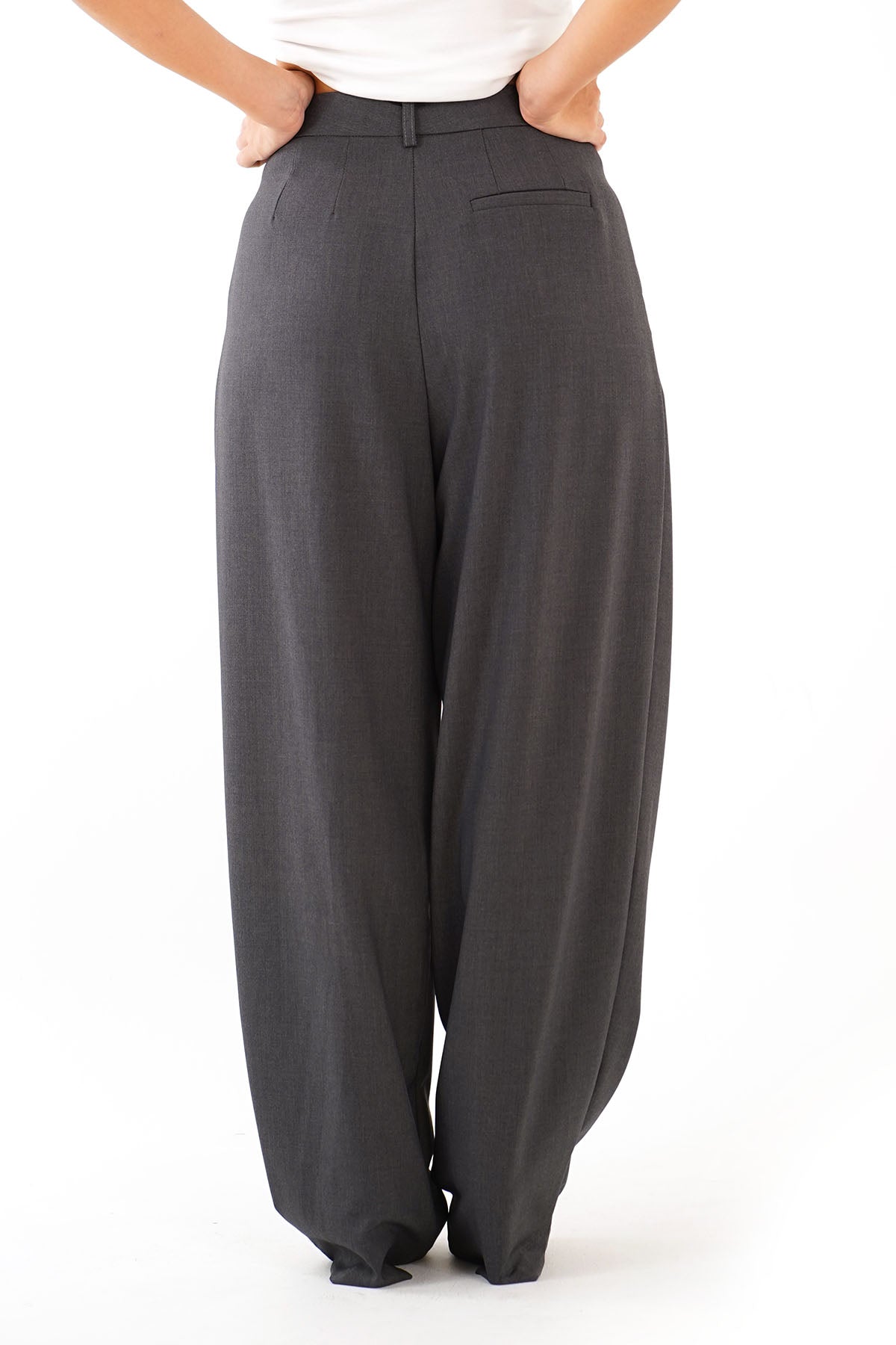 PANTALONE VIDA GRIGIO WIDE LEAG CON PIEGHE