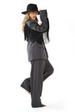 PANTALONE VIDA GRIGIO WIDE LEAG CON PIEGHE