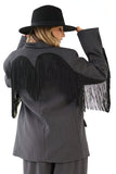 TAILLEUR SKYLER GRIGIO SARTORIALE BLAZER FRANGE E PANTALONE