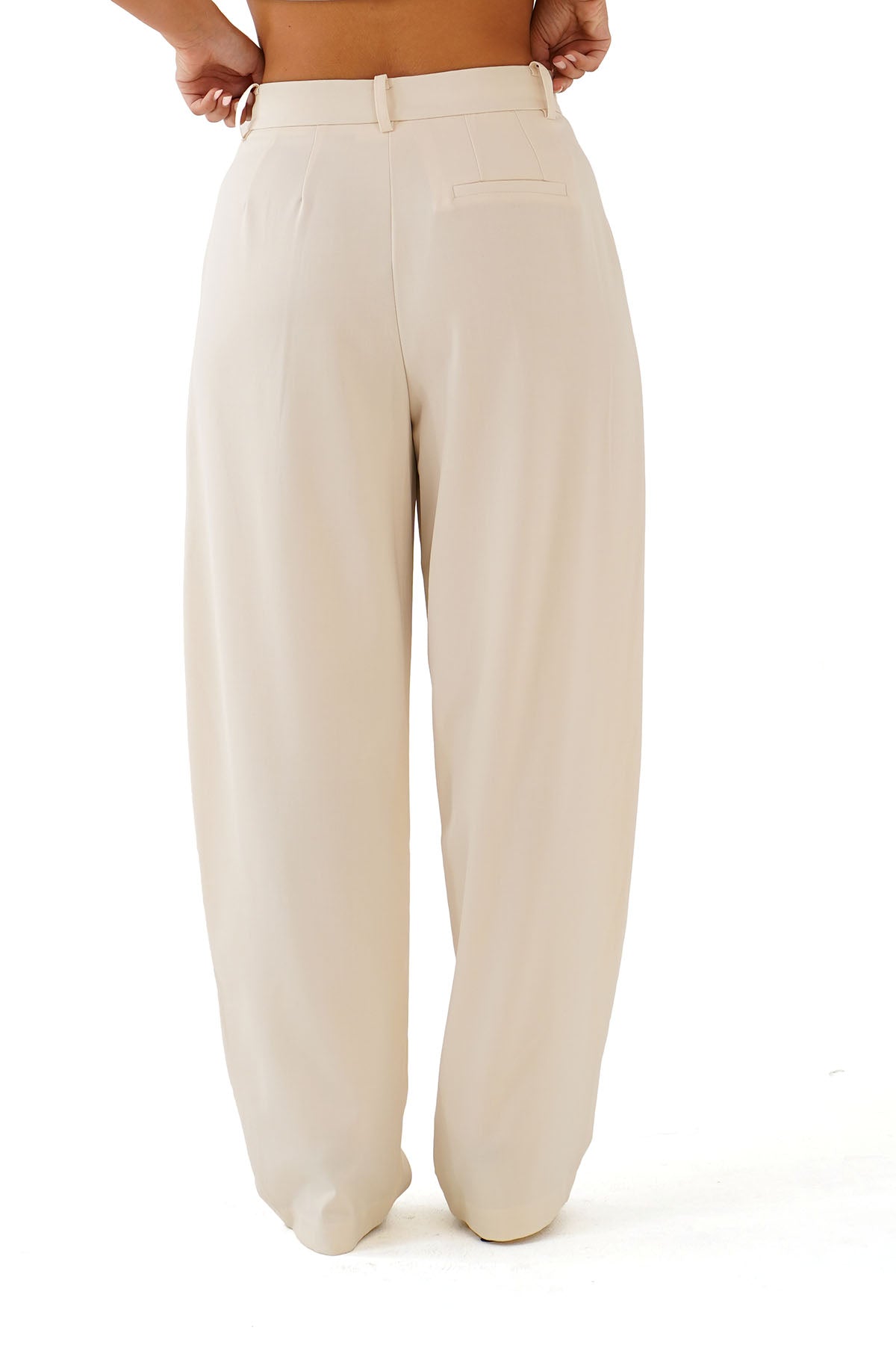 PANTALONE VIDA BEIGE WIDE LEAG CON PIEGHE