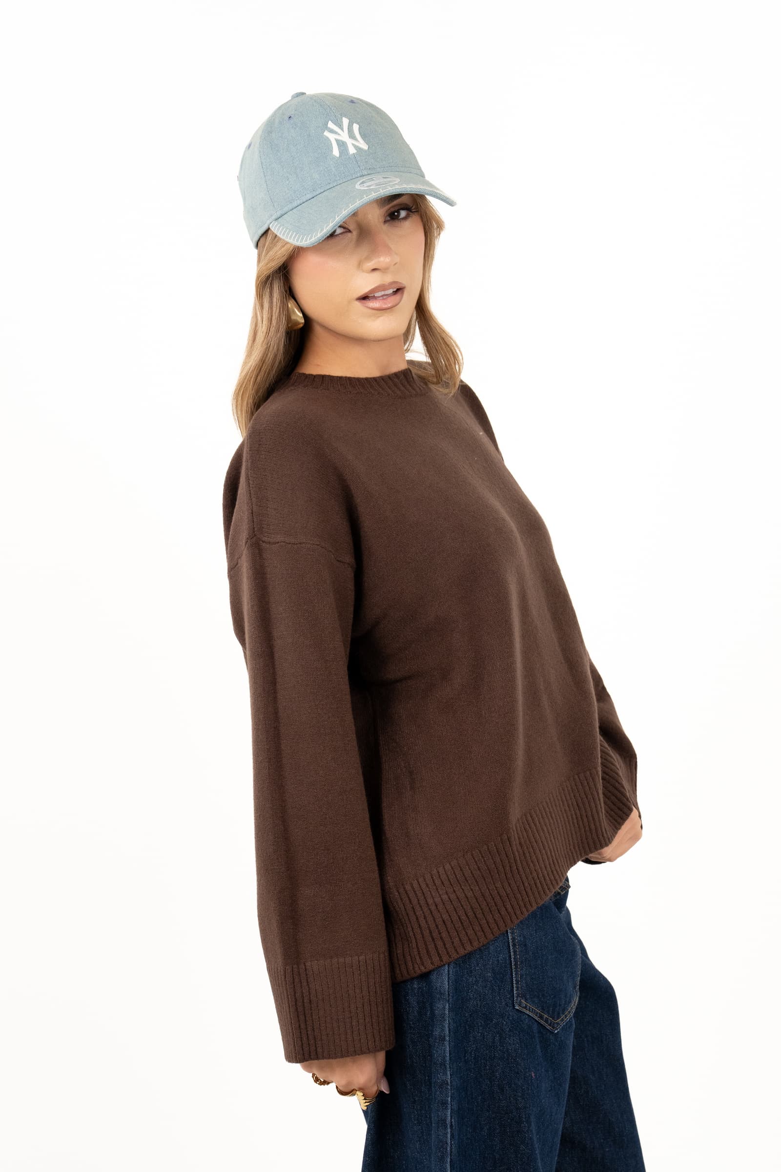 MAGLIONCINO SLOANE MARRONE BASIC TAGLIA UNICA