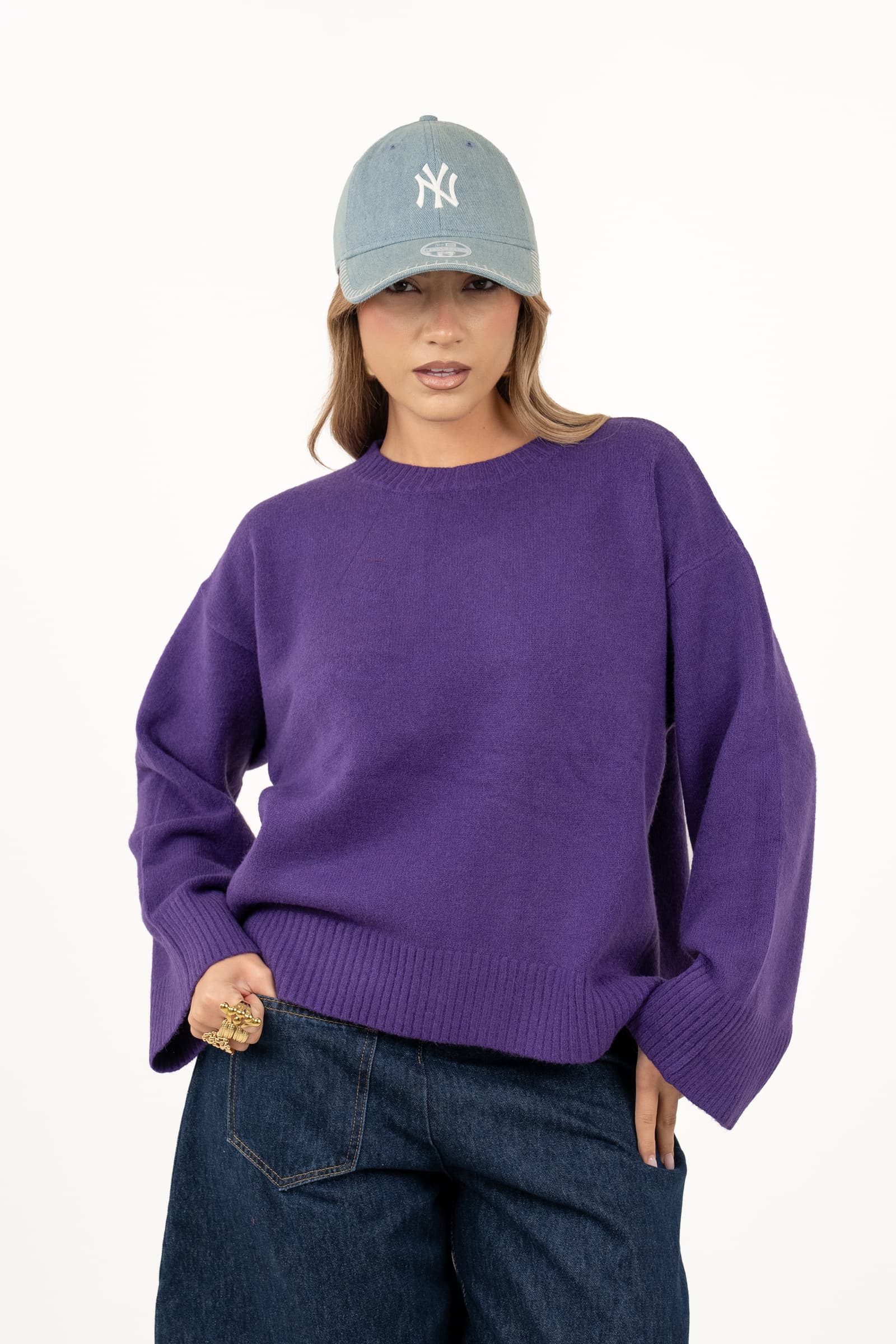 MAGLIONCINO SLOANE VIOLA BASIC TAGLIA UNICA