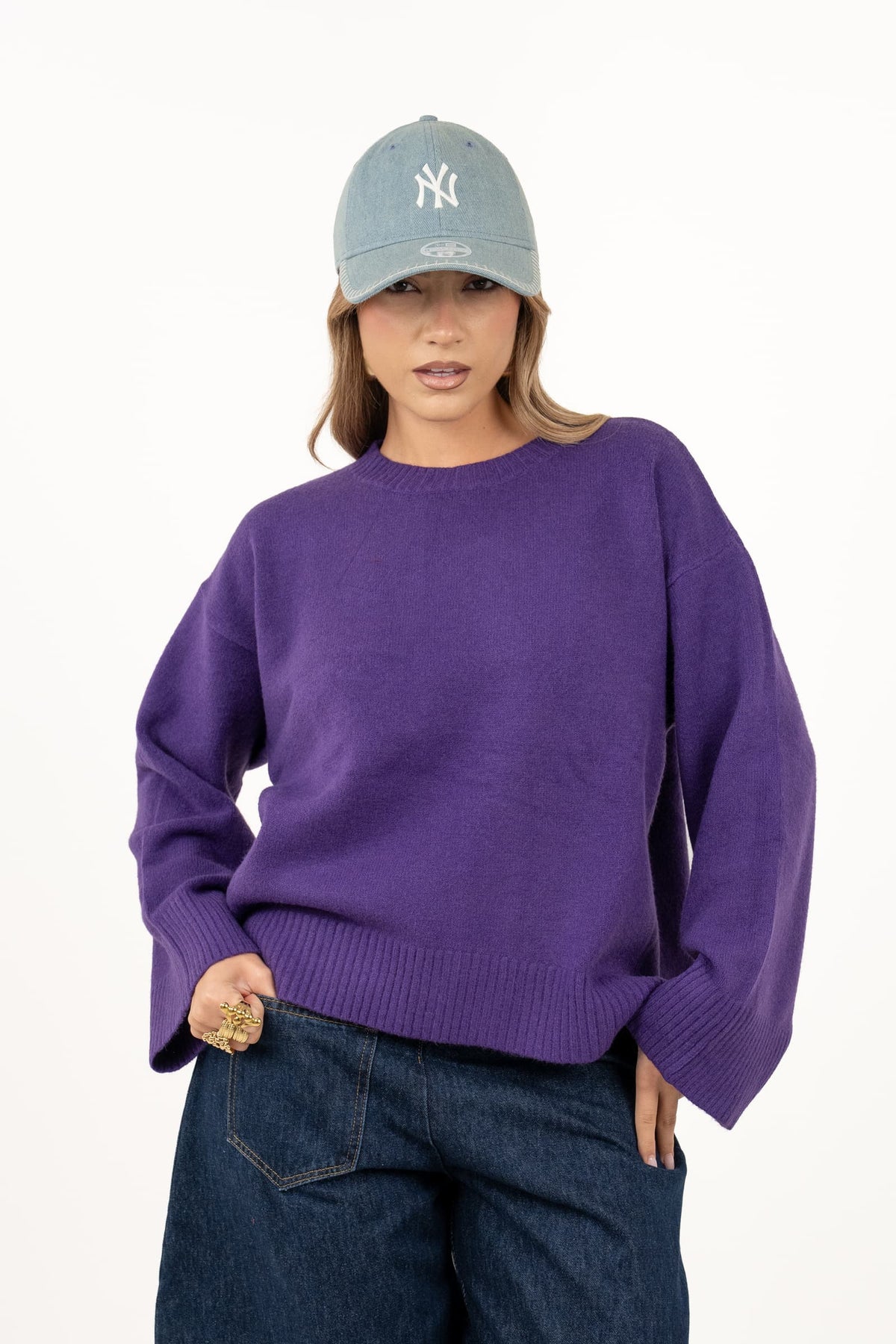 MAGLIONCINO SLOANE VIOLA BASIC TAGLIA UNICA