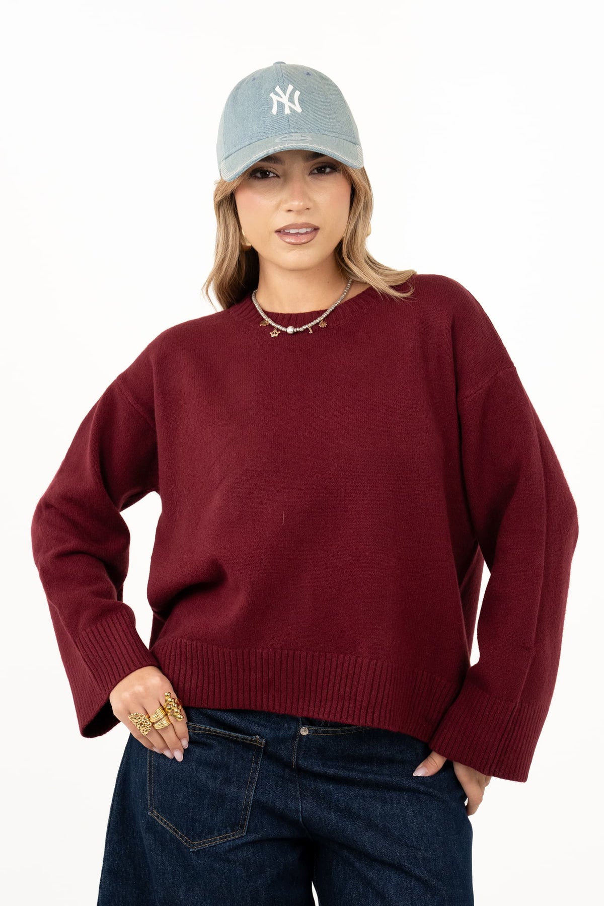 MAGLIONCINO SLOANE BORDEAUX BASIC TAGLIA UNICA