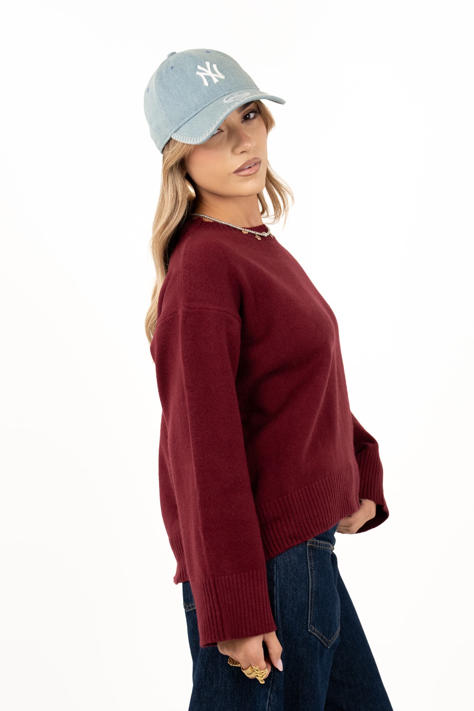MAGLIONCINO SLOANE BORDEAUX BASIC TAGLIA UNICA