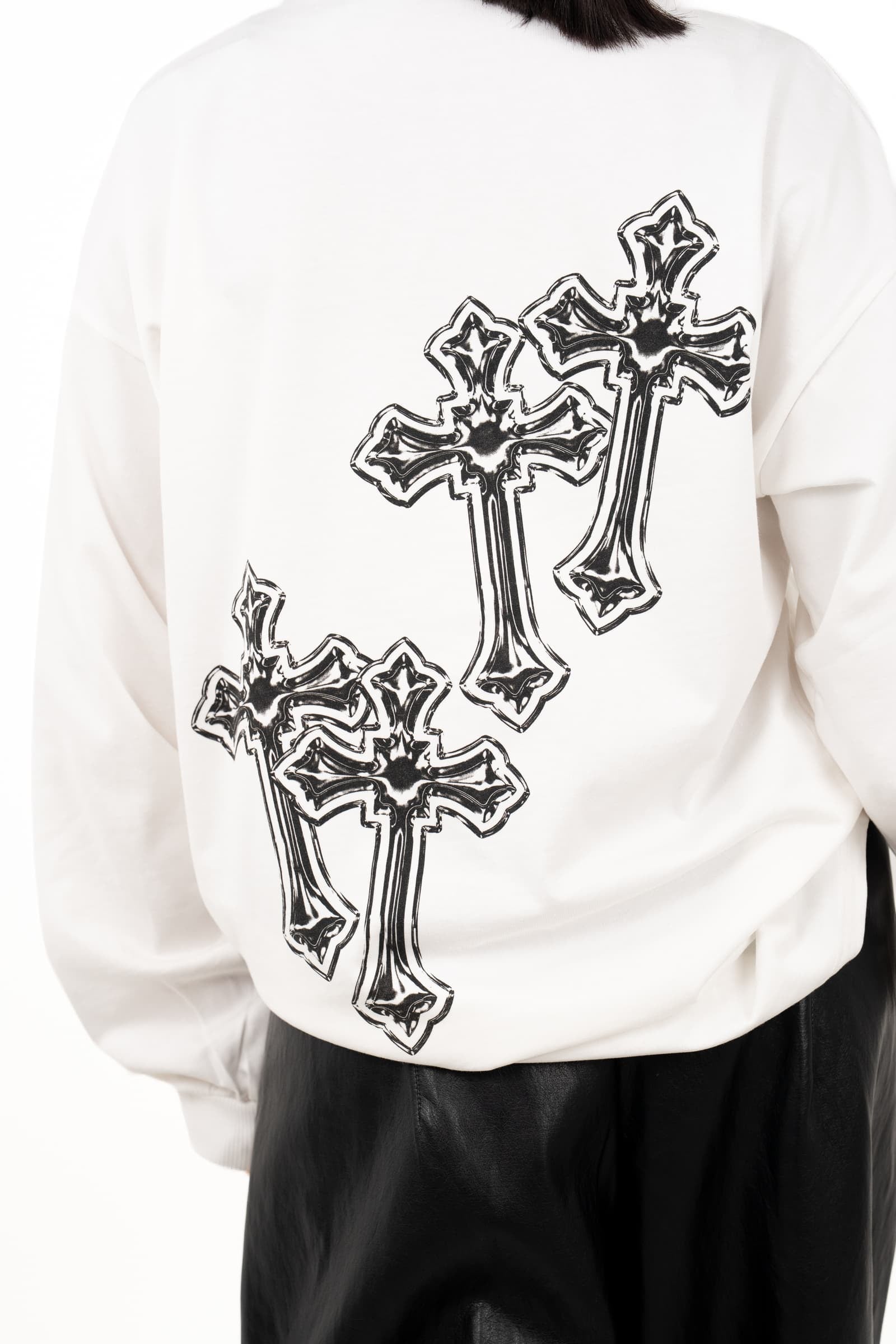 MAGLIA CROSS BIANCA MANICA LUNGA TAGLIA UNICA