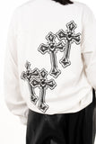 MAGLIA CROSS BIANCA MANICA LUNGA TAGLIA UNICA