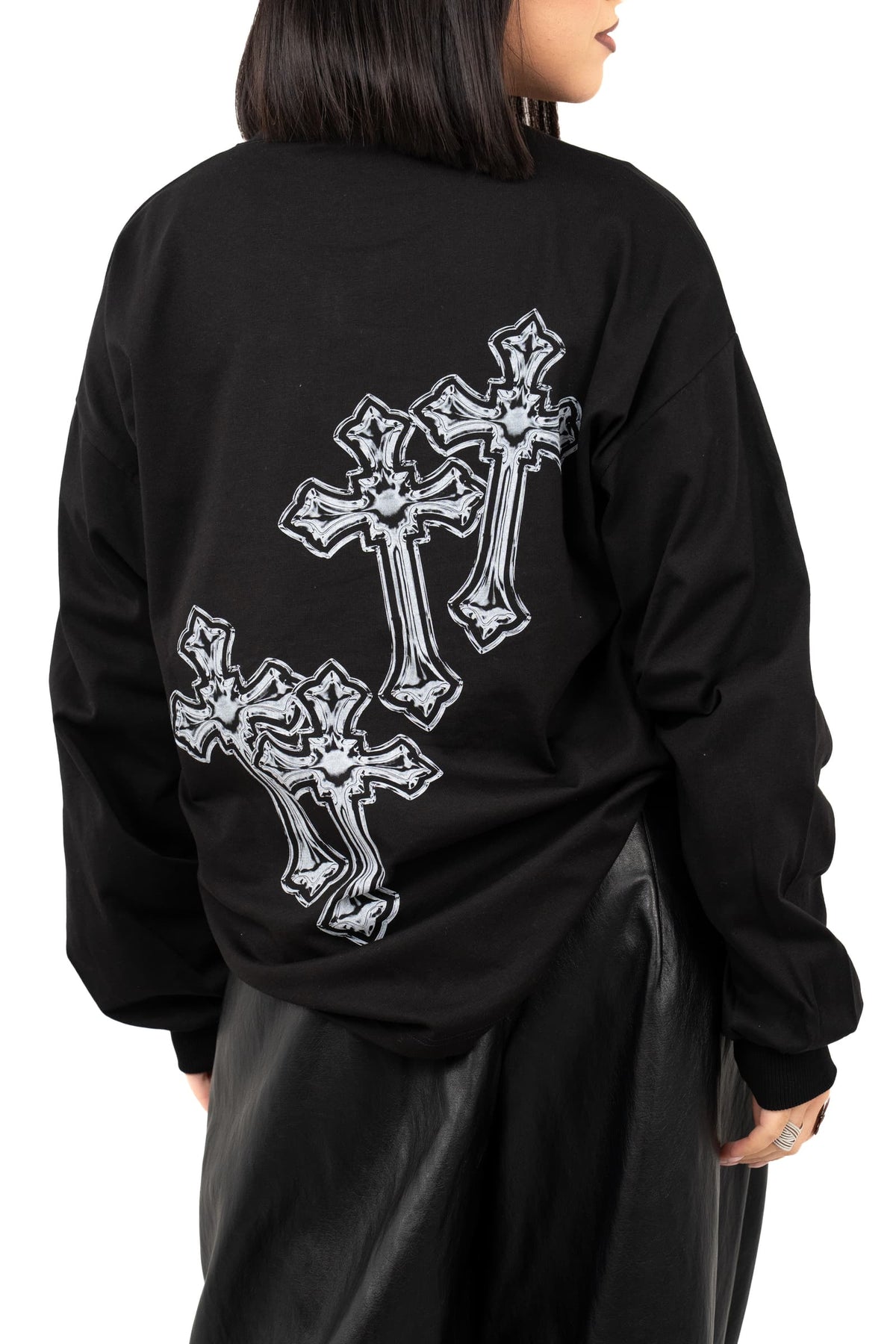 MAGLIA CROSS NERA MANICA LUNGA TAGLIA UNICA