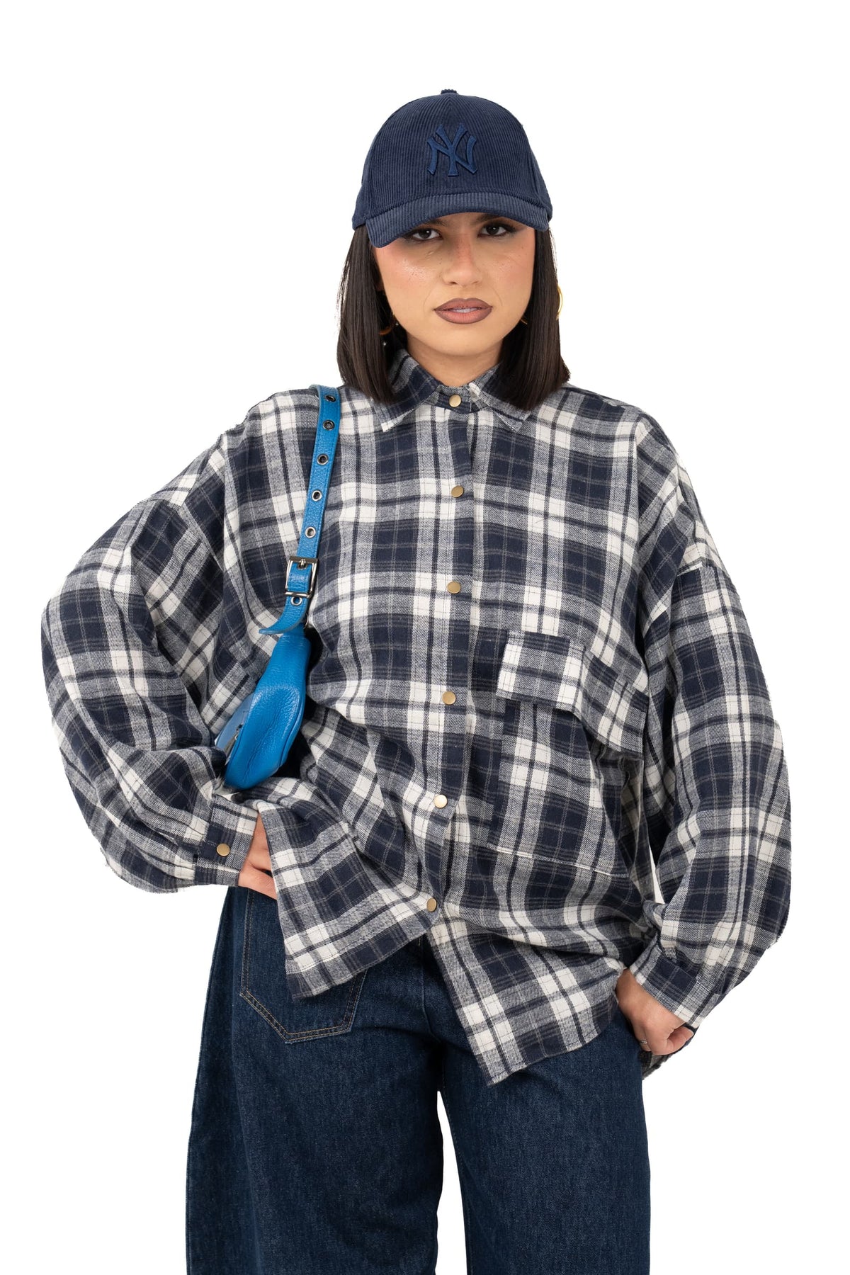 CAMICIA CHELSEA BLU A QUADRI TAGLIA UNICA