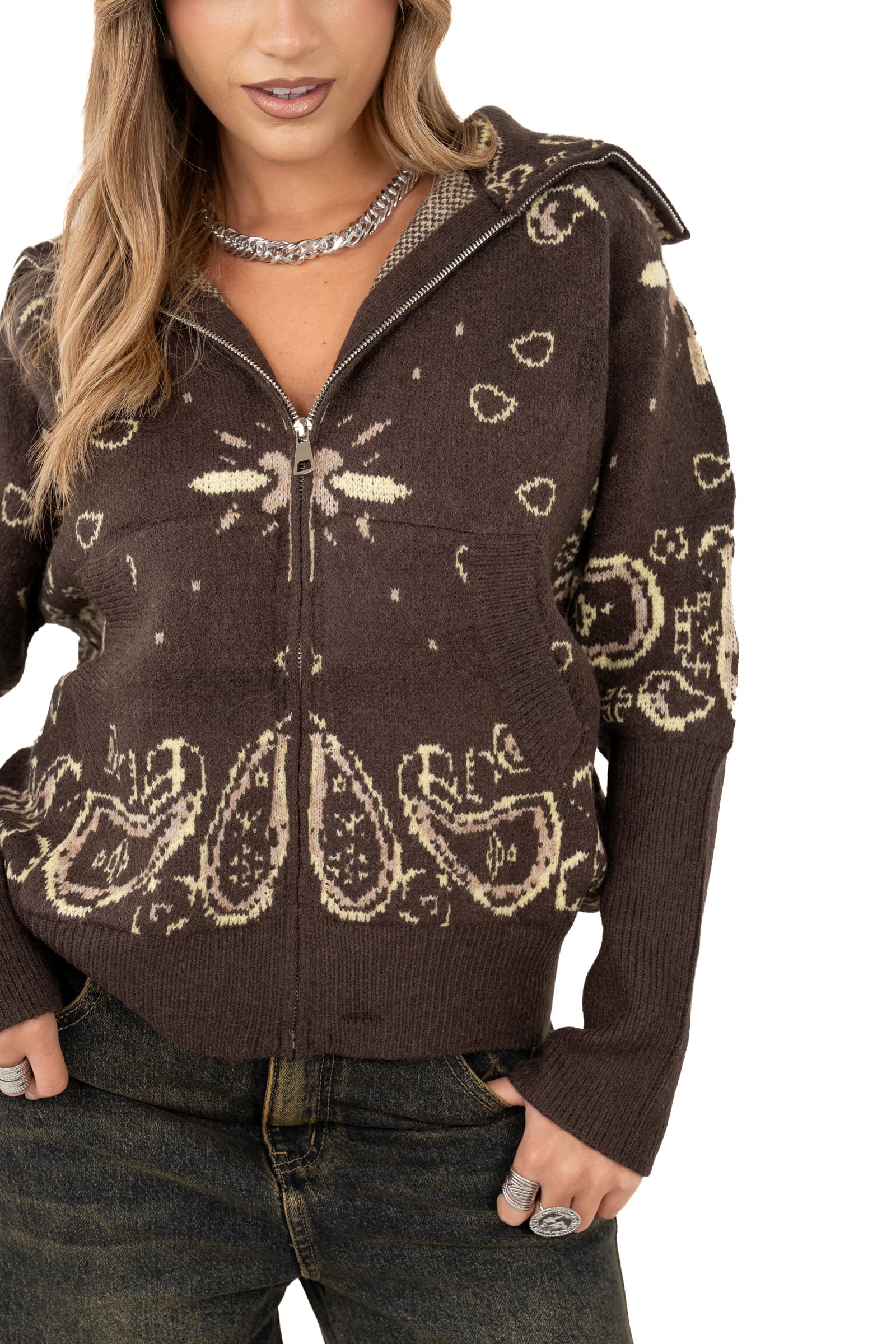 CARDIGAN ANASTASIA MARRONE/GIALLO FANTASIA BANDANA TAGLIA UNICA