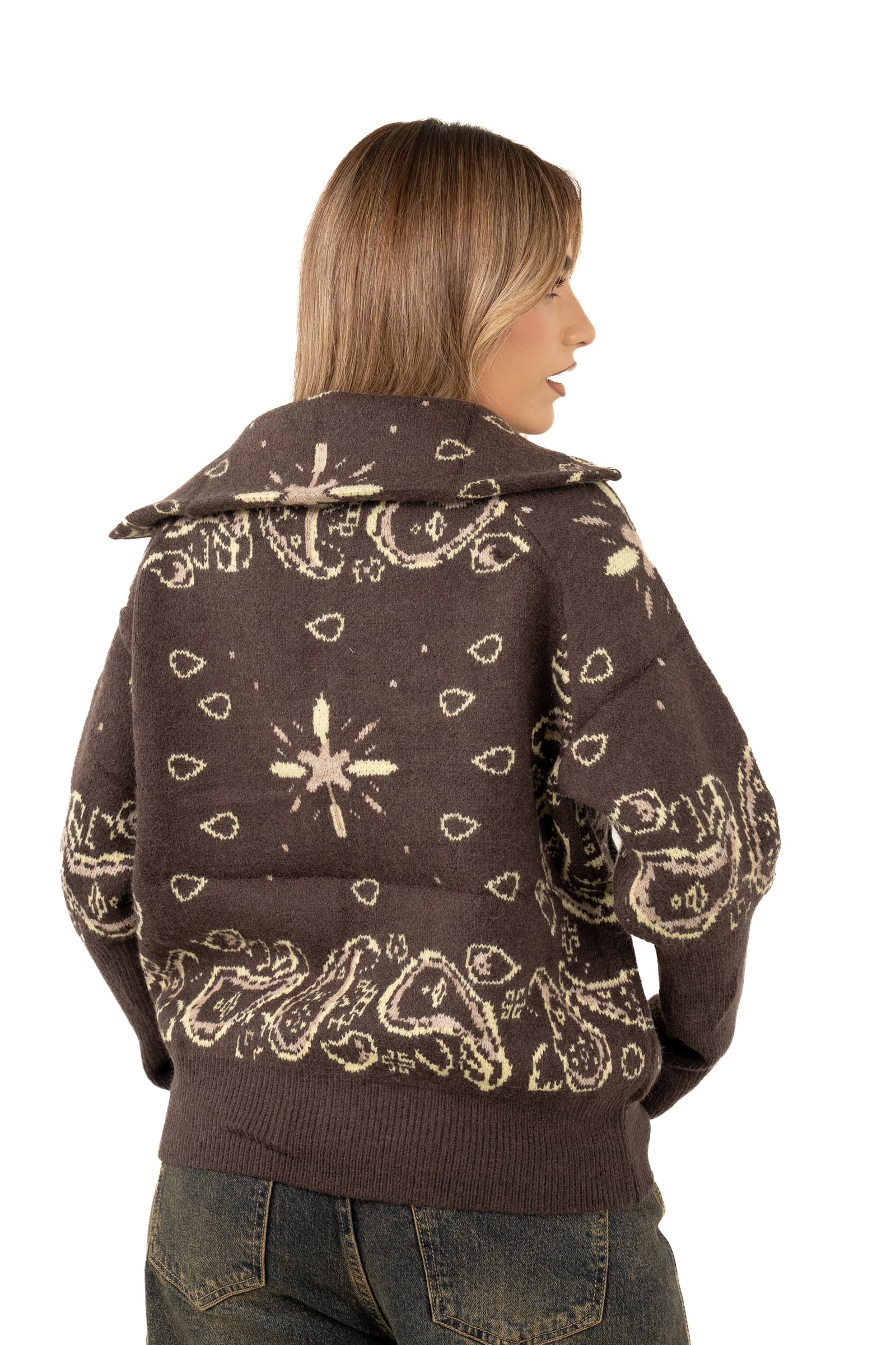 CARDIGAN ANASTASIA MARRONE/GIALLO FANTASIA BANDANA TAGLIA UNICA