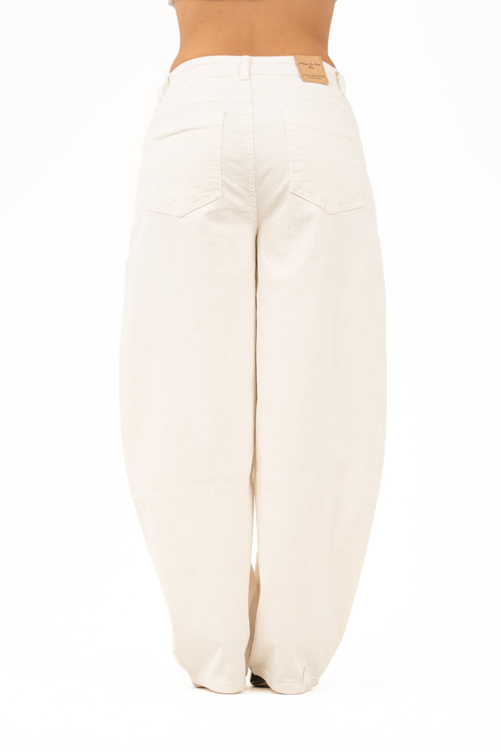 PANTALONI ROMY BEIGE BALLON IN VELLUTO A COSTINE
