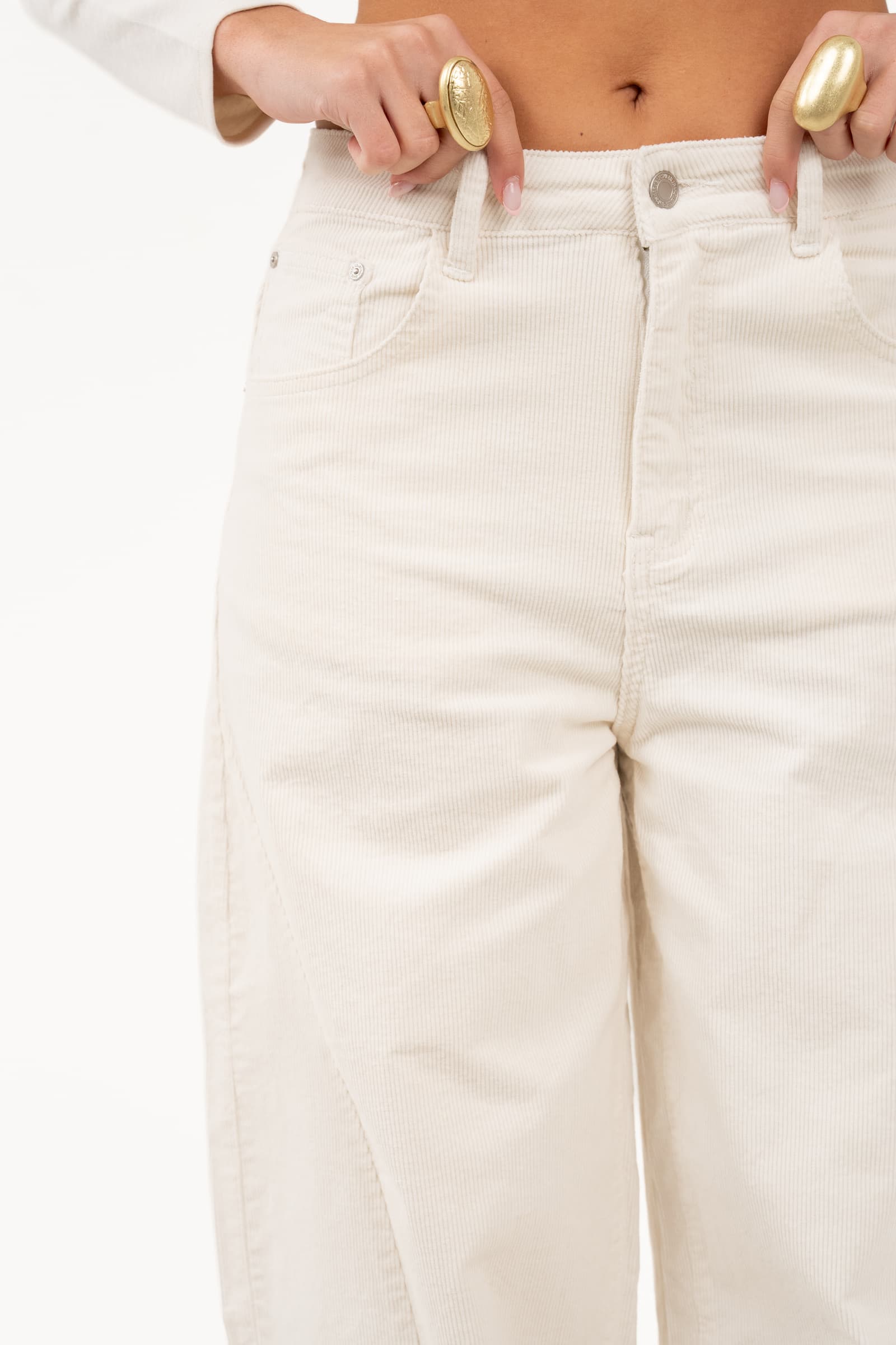 PANTALONI ROMY BEIGE BALLON IN VELLUTO A COSTINE