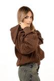FELPA TETI MARRONE CON ZIP E CAPPUCCIO ZIP MOCHY TAGLIA UNICA