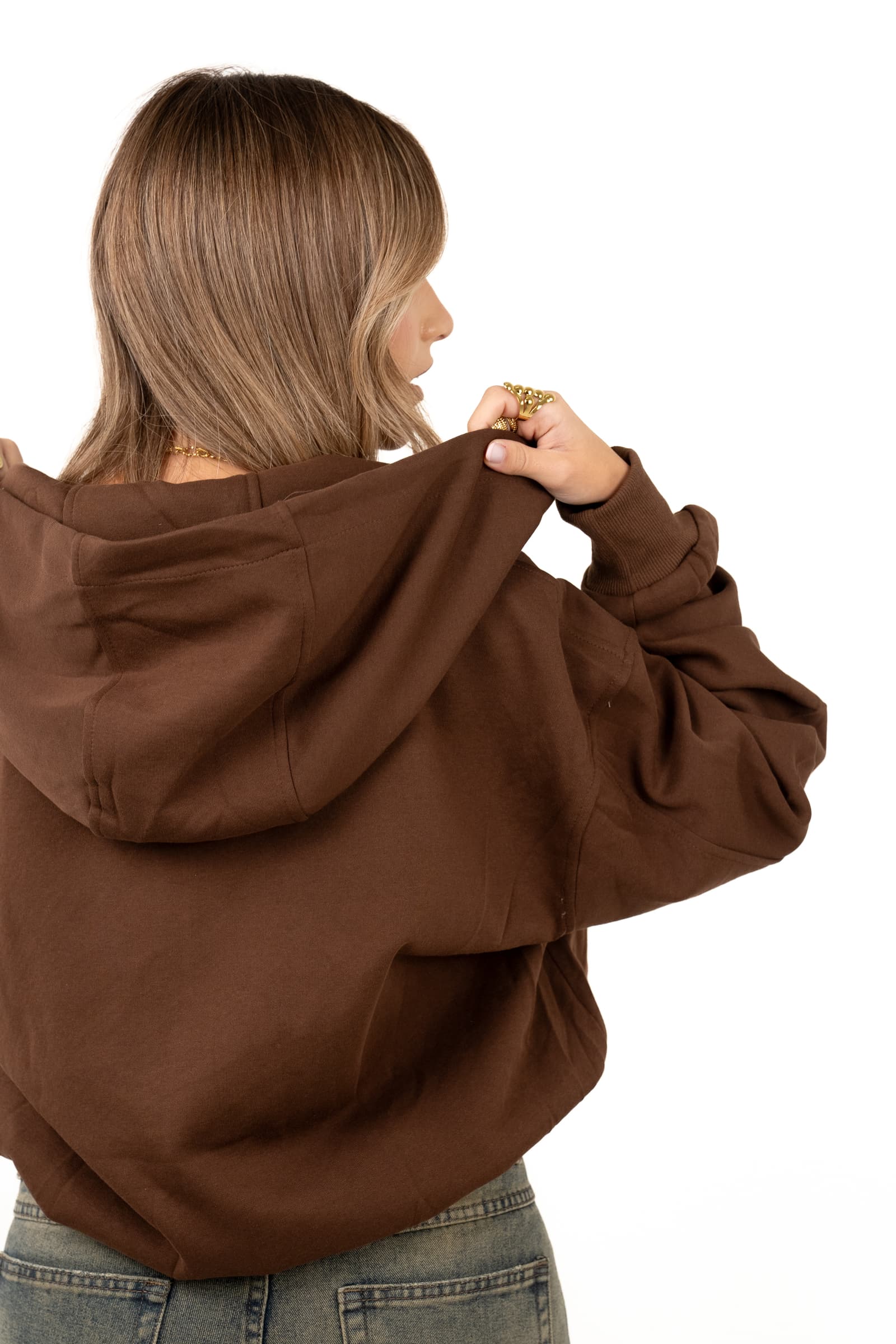 FELPA TETI MARRONE CON ZIP E CAPPUCCIO ZIP MOCHY TAGLIA UNICA