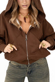 FELPA TETI MARRONE CON ZIP E CAPPUCCIO ZIP MOCHY TAGLIA UNICA