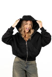 FELPA TETI NERA CON ZIP E CAPPUCCIO ZIP MOCHY TAGLIA UNICA