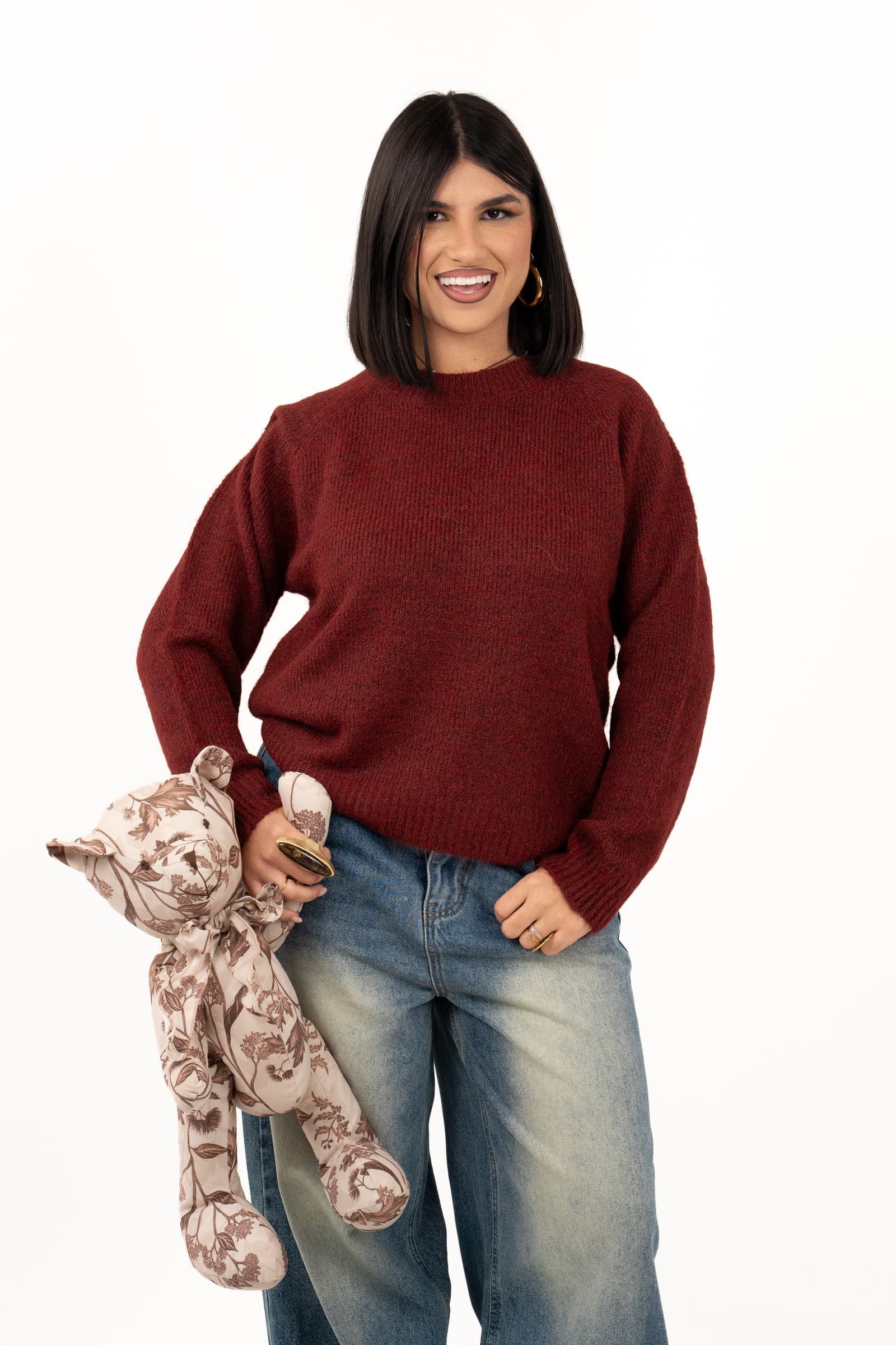 MAGLIONE LIZA BORDEAUX IN MAGLIA SOFFICE TAGLIA UNICA