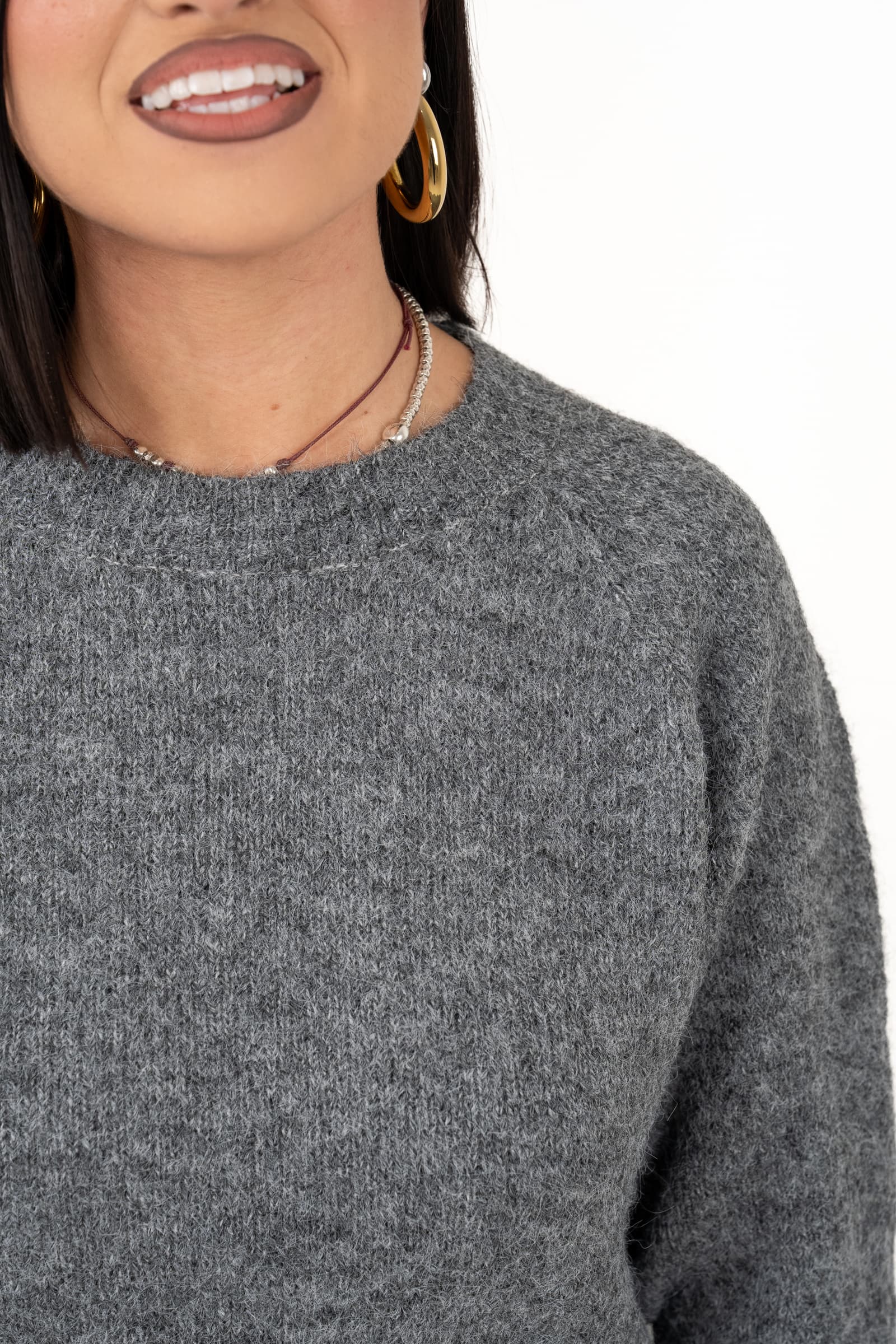 MAGLIONE LIZA GRIGIO IN MAGLIA SOFFICE TAGLIA UNICA