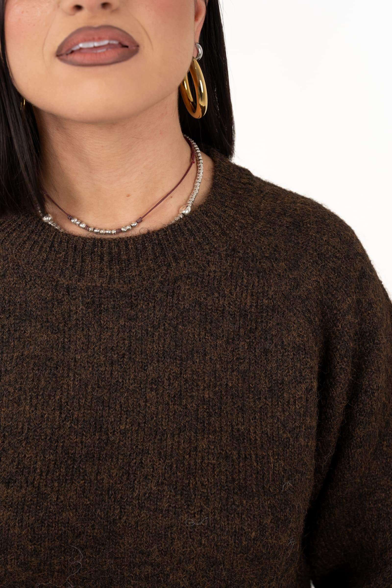 MAGLIONE LIZA MARRONE IN MAGLIA SOFFICE TAGLIA UNICA