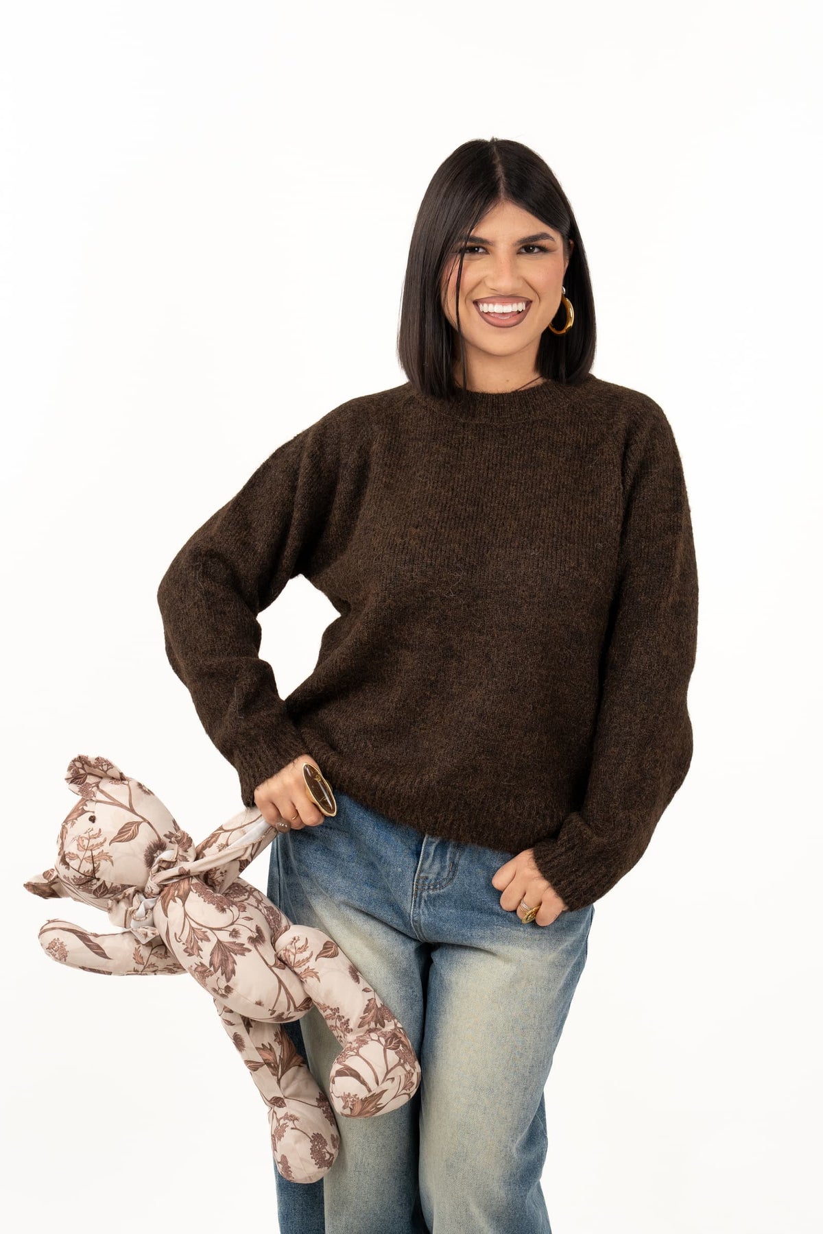 MAGLIONE LIZA MARRONE IN MAGLIA SOFFICE TAGLIA UNICA