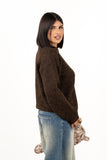 MAGLIONE LIZA MARRONE IN MAGLIA SOFFICE TAGLIA UNICA