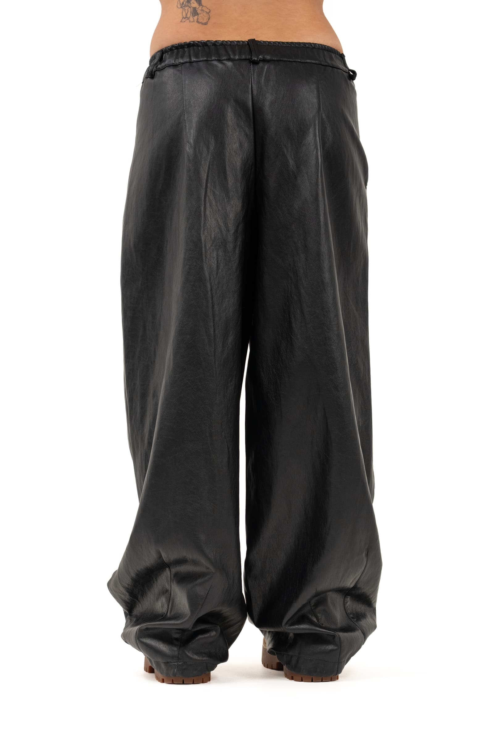 PANTALONE VIRGINIA NERO PALAZZO ECOPELLE JUST WEST TAGLIA UNICA