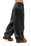 PANTALONE VIRGINIA NERO PALAZZO ECOPELLE JUST WEST TAGLIA UNICA